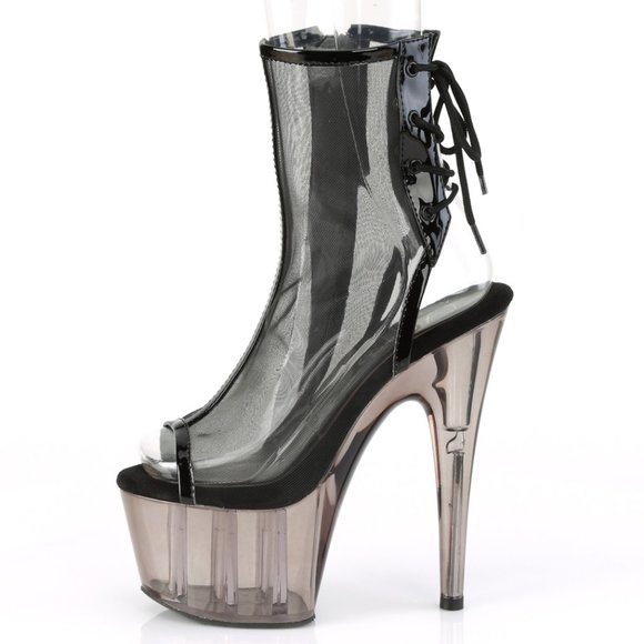 Platform Open Toe Lace Up Back Ankle Boots